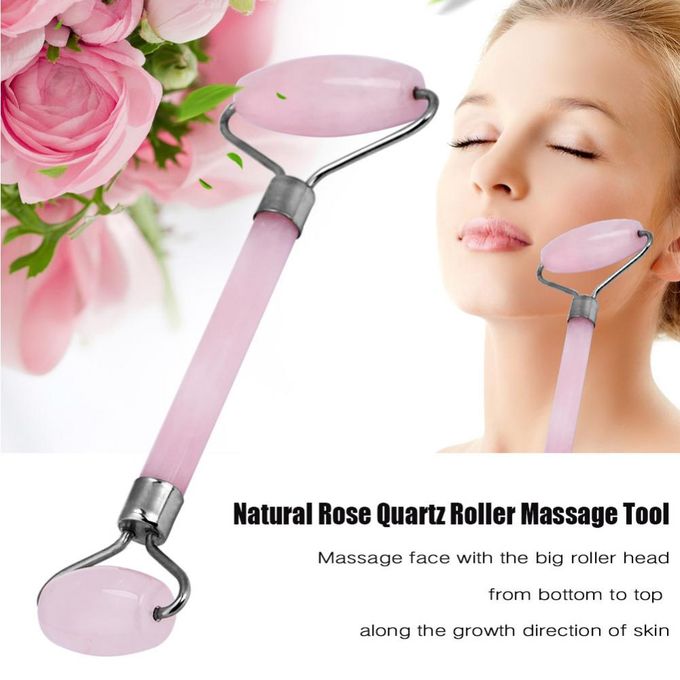 1 pc Rose Quartz Double tête Jade rouleau elliptique meur oeil visage cou visage minceur mince visage beauté soins de santé outils