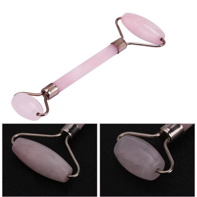 1 pc Rose Quartz Double tête Jade rouleau elliptique meur oeil visage cou visage minceur mince visage beauté soins de santé outils